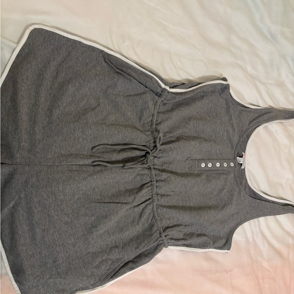 Gray Sleeveless Romper with Button Detail